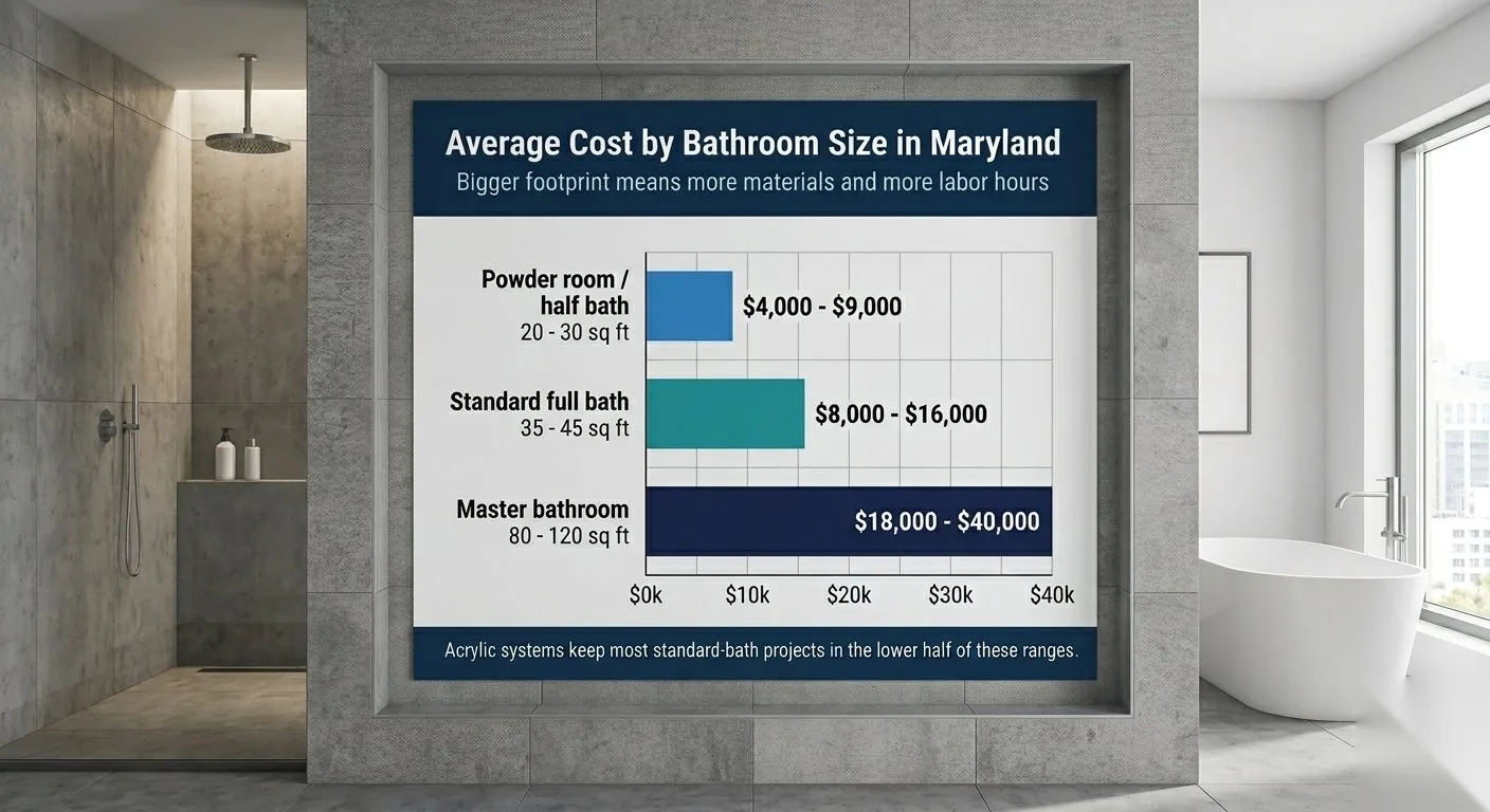 Average cost of bathroom remodel in MAryland - Average cost by size